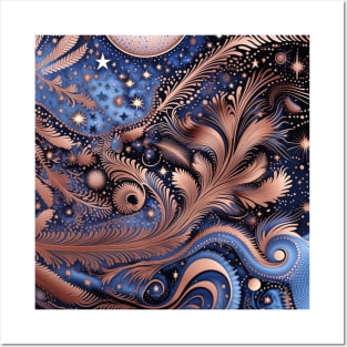 Other Worldly Designs- nebulas, stars, galaxies, planets with feathers Posters and Art